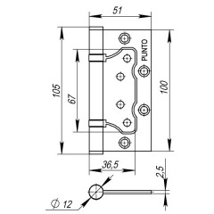 Петля универсальная без врезки IN4200W BL (200-2B 100x2,5) черный