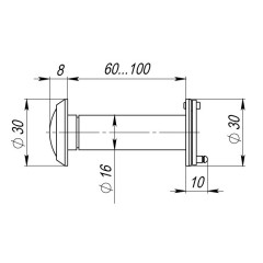 Глазок дверной, стеклянная оптика DVG3/HD, 16/60х100 CP Хром