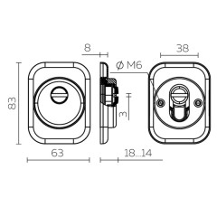 Броненакладка DEF 4286 SQ XL квадрат (хром) CP-8