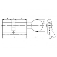 Цилиндровый механизм с вертушкой 164 BM/90 (40+10+40) mm латунь 5 кл.