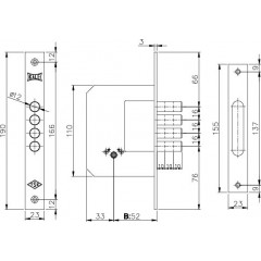 Замок врезной крестообразный 189/4MF (52 mm) (латунь), 5 кл.