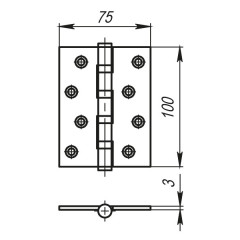 Петля универсальная 4500C (500-C4) 100x75x3 AB Бронза Box