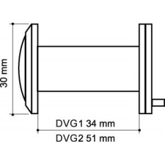 Глазок дверной, стеклянная оптика DVG2, 16/55х85 GP Золото