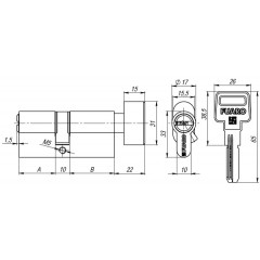 Цилиндровый механизм с вертушкой R602/90 mm (35+10+45) CP хром 5 кл.