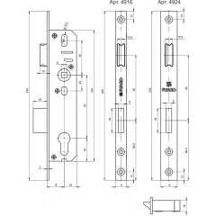 Корпус узкопрофильного замка с защелкой 4916-25/92 CP (хром)