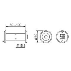 DVZ2, глазок, 16/200/60x100 (оптика пластик, угол обзора 200) CP Хром