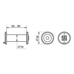 DVZ3, глазок, 16/200/50x90 (оптика пластик, угол обзора 200) CP Хром