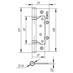 Петля универсальная без врезки 200-2B 125x2,5 SC (мат. хром)