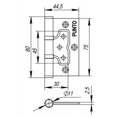 Петля универсальная без врезки 200-2B 75x2,5 AC (медь)