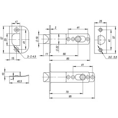 Ручка защелка 6082 CP-B (фик.) хром