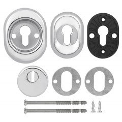 Броненакладка врезная с чашкой DEF 9726 M6x90 (в комплекте с накладкой на цилиндр) CP-8 хром