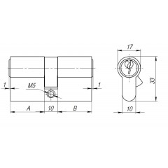 Цилиндровый механизм AX100/80 mm (30+10+40) CP хром 5 кл.