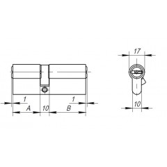 Цилиндровый механизм AX200/80 mm (35+10+35) CP хром 5 кл.