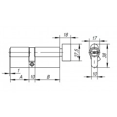 Цилиндровый механизм с вертушкой AX202/90 mm (40+10+40) CP хром 5 кл.