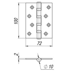 Петля универсальная 4B/P 100x70x2 SB (мат. золото) ПАКЕТ