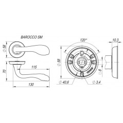 Дверная ручка на розетке Fuaro (Фуаро) BAROCCO SM MAB-6 темная бронза