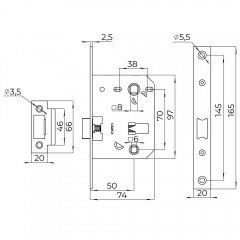 Защелка врезная PLASTLP72-50 (LP72-50) CF кофе