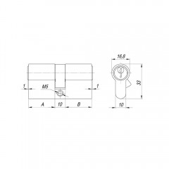 Цилиндровый механизм (AX100/60) AX1000Key60 (25+10+25)/HD AB бронза 4Key