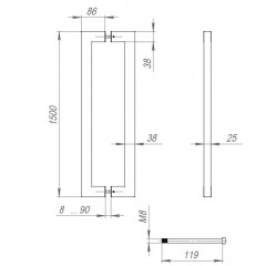 Ручка-скоба PULL.PH38/1500.26 INOX 304 (PH-26-38/1500-INOX) BLACK