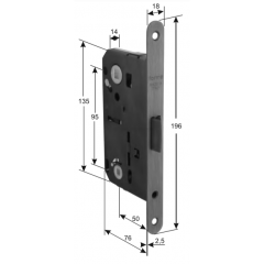 Замок врезной Magnetico F140.12.56 Wc сантехнический c ответной планкой и шурупами, графит