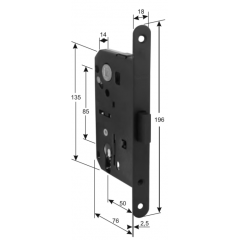 Замок врезной Magnetico F140.13.33 Cyl цилиндрический c ответной планкой и шурупами, бронза матовая